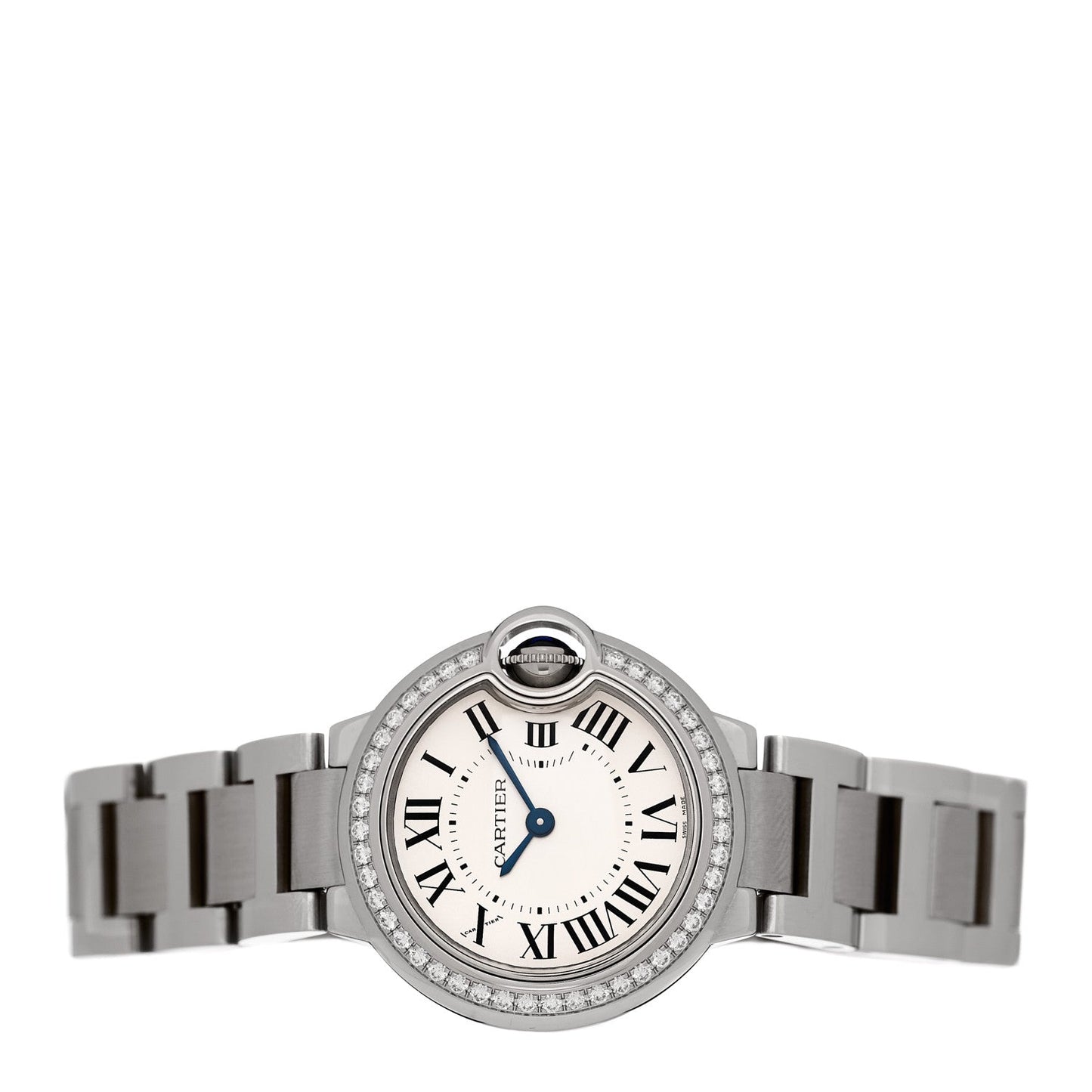 Stainless Steel Diamond Bezel 28mm Ballon Bleu De Cartier Quartz Watch
