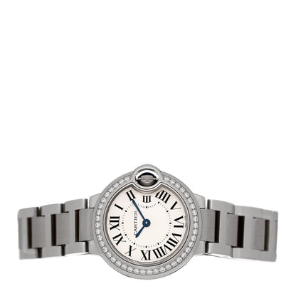 Stainless Steel Diamond Bezel 28mm Ballon Bleu De Cartier Quartz Watch