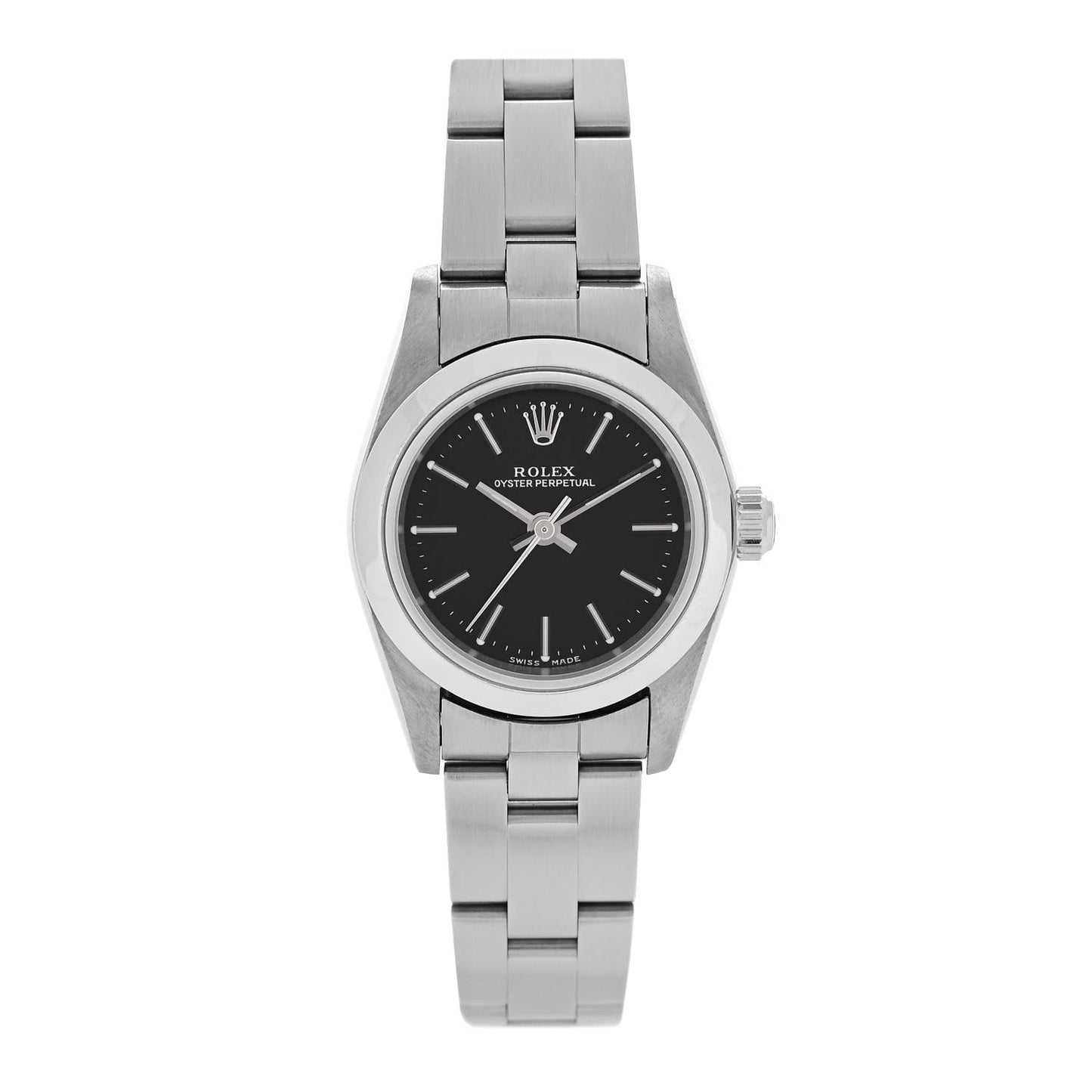 Stainless Steel 24mm Oyster Perpetual Watch Black 76080