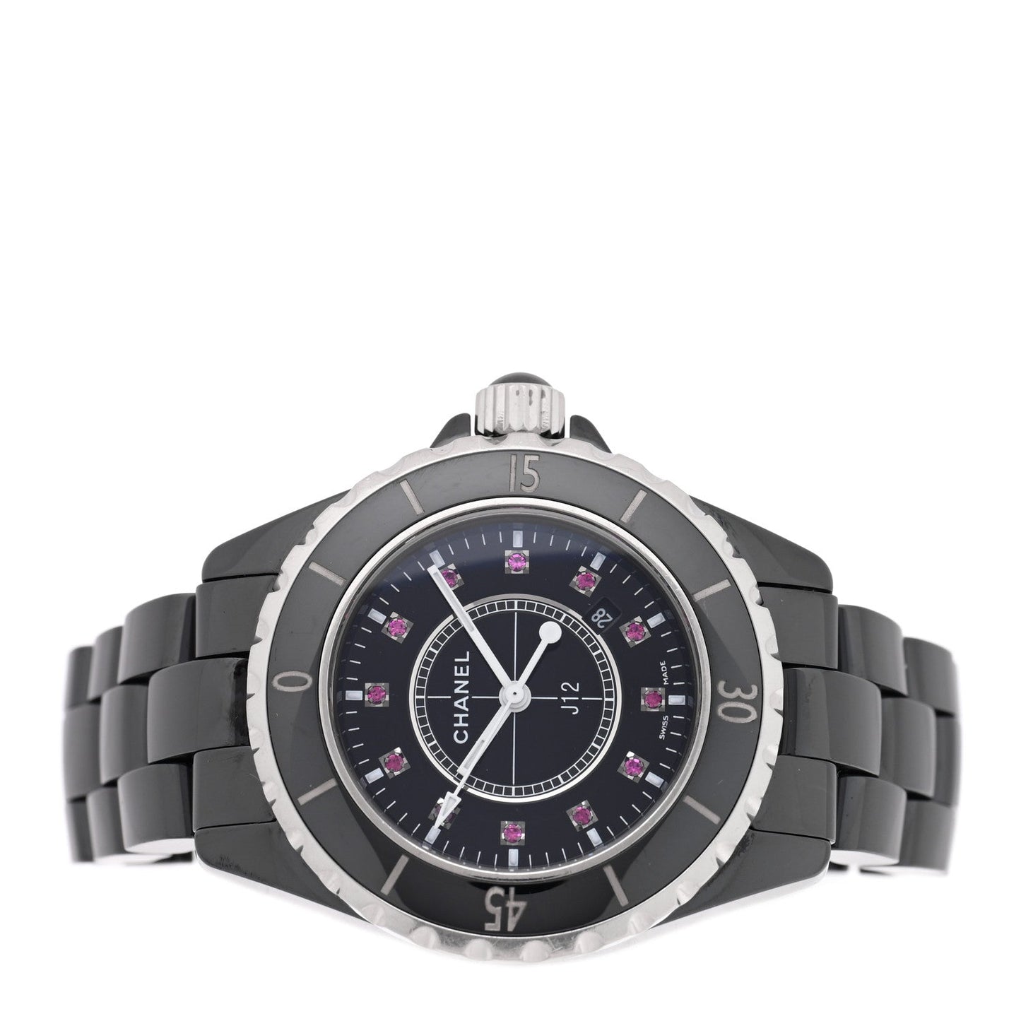 Stainless Steel Ceramic Ruby 33mm J12 Quartz Watch Black
