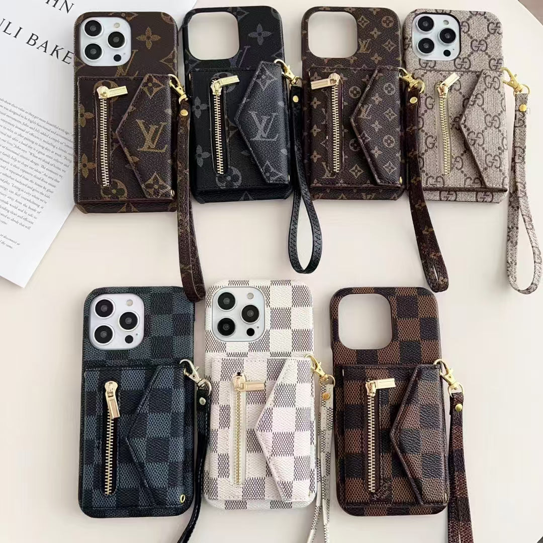 Tri-fold zipper phone case for iphone