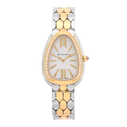 Stainless Steel 18K Yellow Gold Diamond Bezel 33mm Serpenti Seduttori Quartz Watch