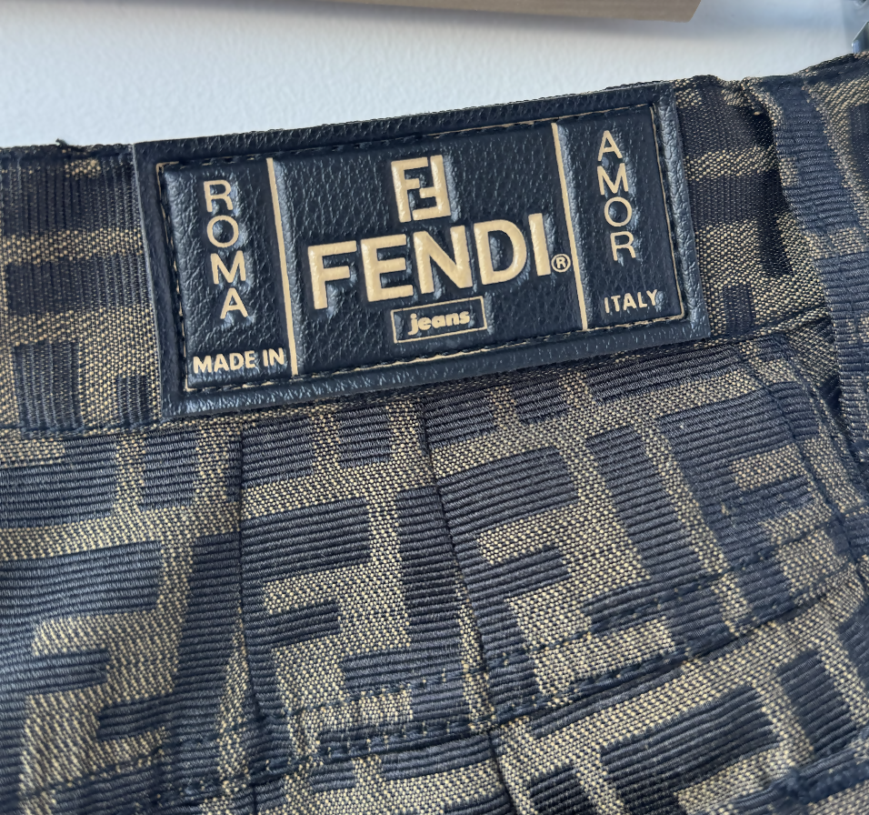 Fendi Zucca Print High-Waisted Jeans Rovelle Bags