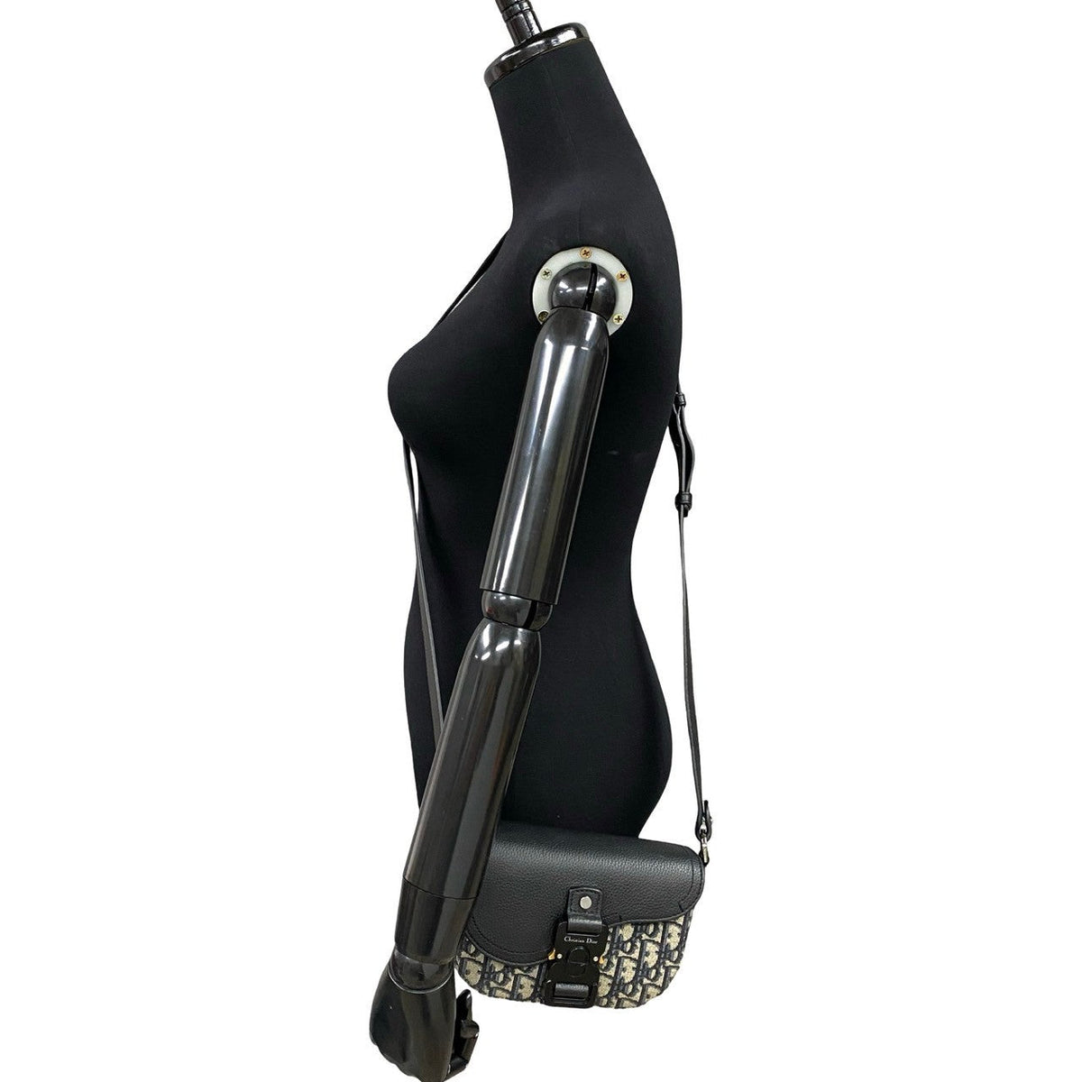 Dior Shoulder Bag Leather, Canvas black Oblique Saddle pouch Women Rovelle Bags