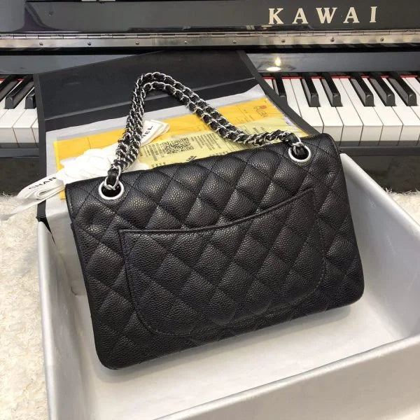 Chanel Classic Flap Caviar Bag Black Silver Hardware