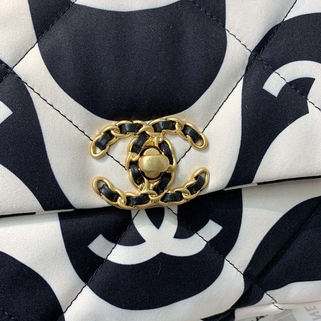 Chanel 19 Large Flap black ecru Leather bag