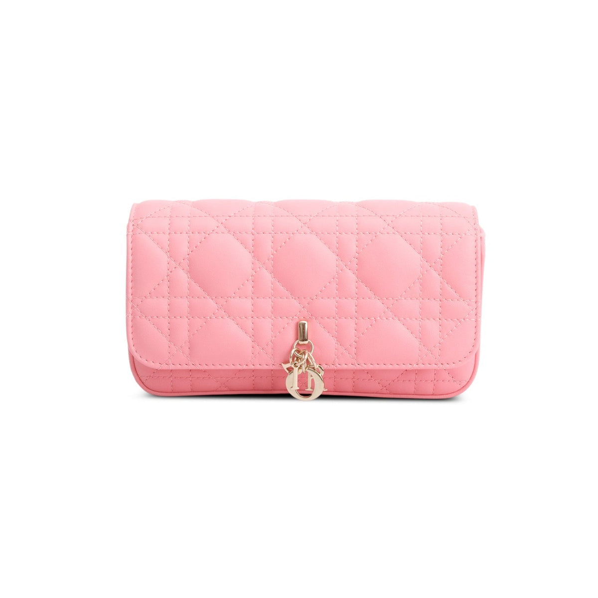 Christian Dior 2024 Pink Lambskin Cannage Dior Talk Phone Pouch Rovelle Bags