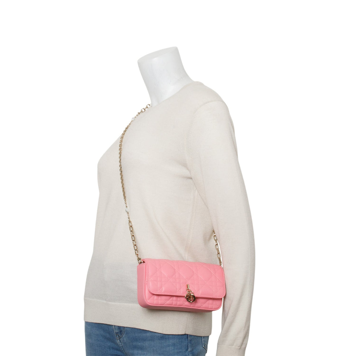 Christian Dior 2024 Pink Lambskin Cannage Dior Talk Phone Pouch Rovelle Bags