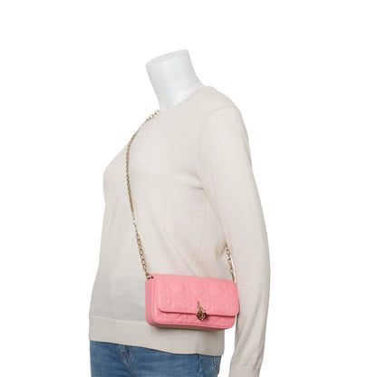 Christian Dior 2024 Pink Lambskin Cannage Dior Talk Phone Pouch Rovelle Bags