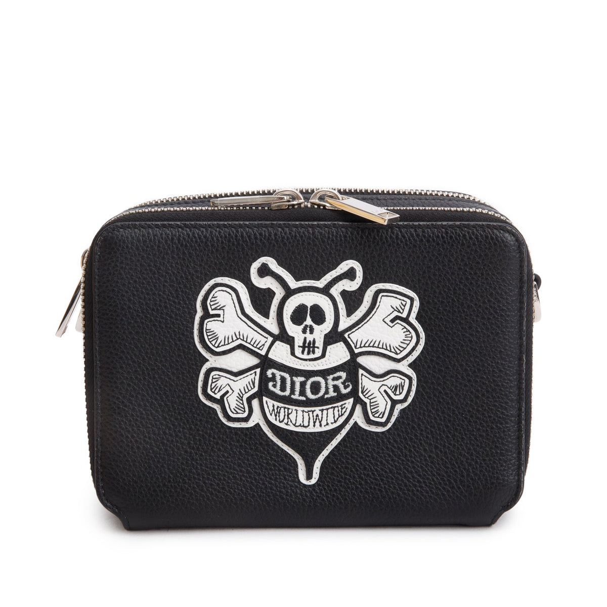 Christian Dior x Shawn Stussy Black Calfskin Leather Double Zip Crossbody Bag Rovelle Bags