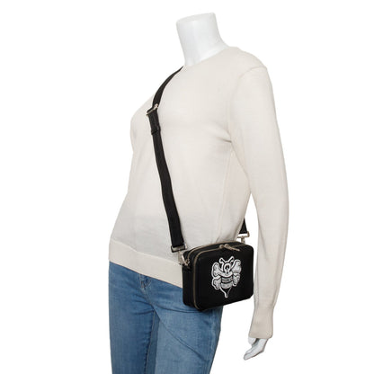 Christian Dior x Shawn Stussy Black Calfskin Leather Double Zip Crossbody Bag Rovelle Bags