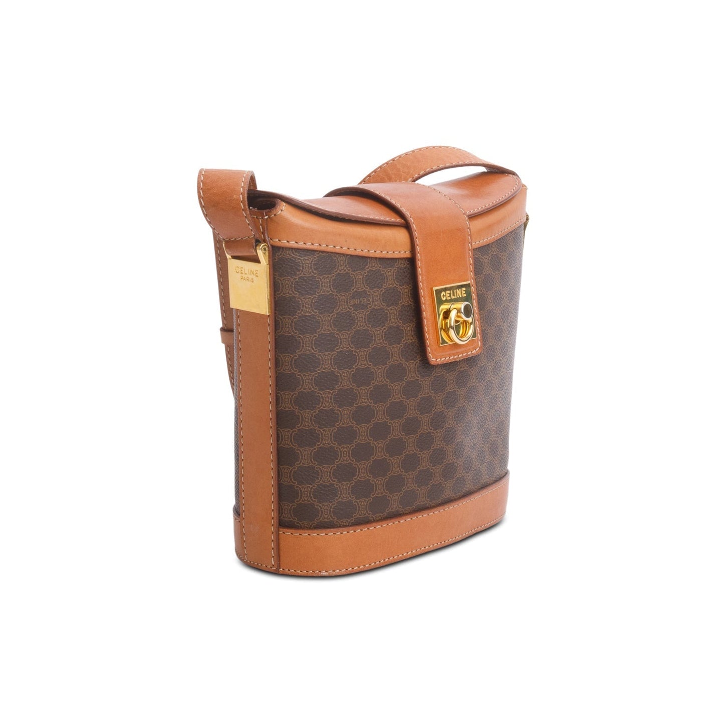 Celine Brown Triomphe Macadam Crossbody Bag