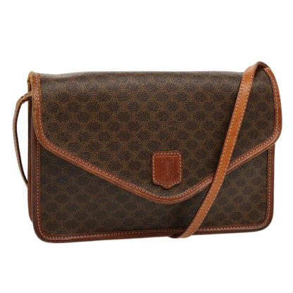 Luxury CELINE Macadam Canvas Shoulder Bag PVC Brown 70324