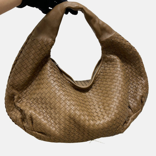Bottega Veneta Belly Hobo Intrecciato Lambskin Leather Camel Beige Large 50cm