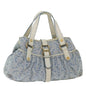 Luxury CELINE C Macadam Canvas Hand Bag Light Blue 70598