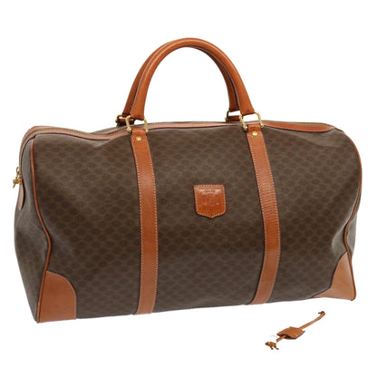 Luxury CELINE Macadam Canvas Boston Bag PVC Brown 70634