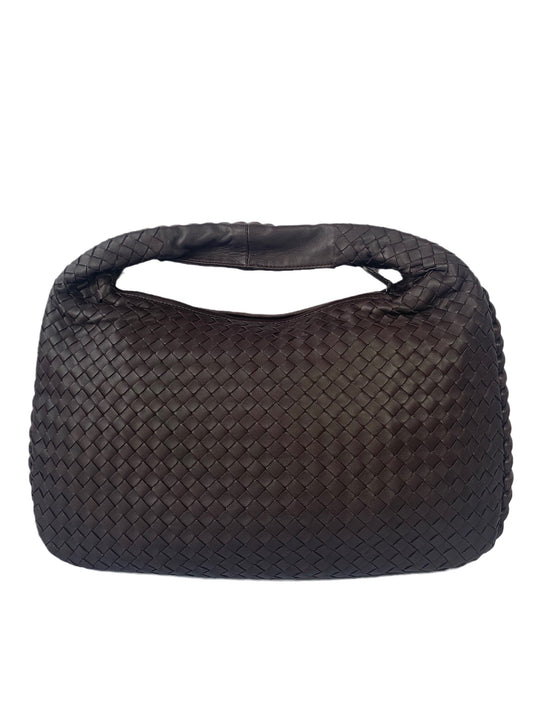 Bottega Veneta Intrecciato Hobo Bag Medium Chocolate Brown Lambskin leather with Mirror