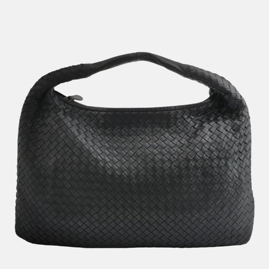 Bottega Veneta Intrecciato Hobo Bag Medium Black Lambskin leather 47cm