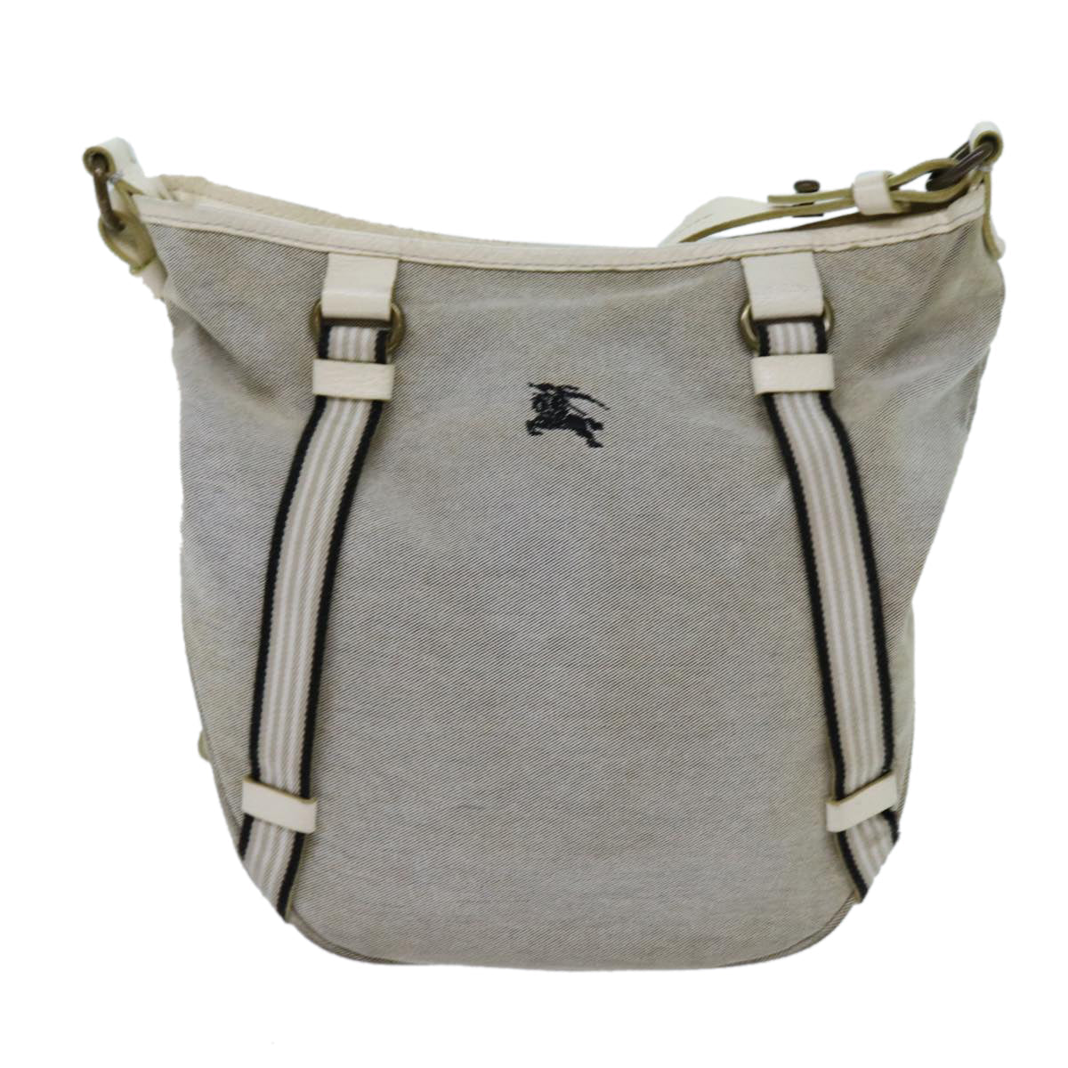 Burberry Label Auth Canvas Blue Shoulder Bag