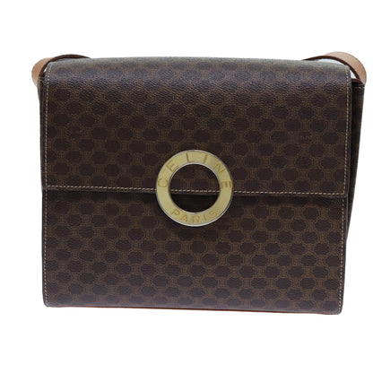 Luxury CELINE Macadam Canvas Shoulder Bag PVC Brown 71881