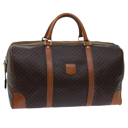 Luxury CELINE Macadam Canvas Boston Bag PVC Brown 71886