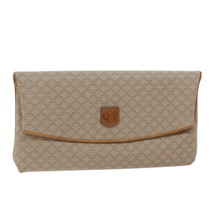 Luxury CELINE Macadam Canvas Clutch Bag Beige 72090