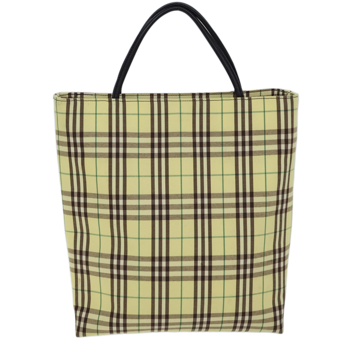 Luxury Burberry Nova Check Tote Bag Nylon Yellow Auth 72168