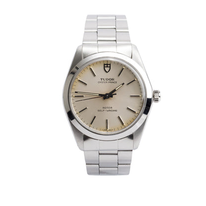 Tudor Vintage Stainless Steel Oyster Prince 34 MM Automatic Watch Silver Dial 90220