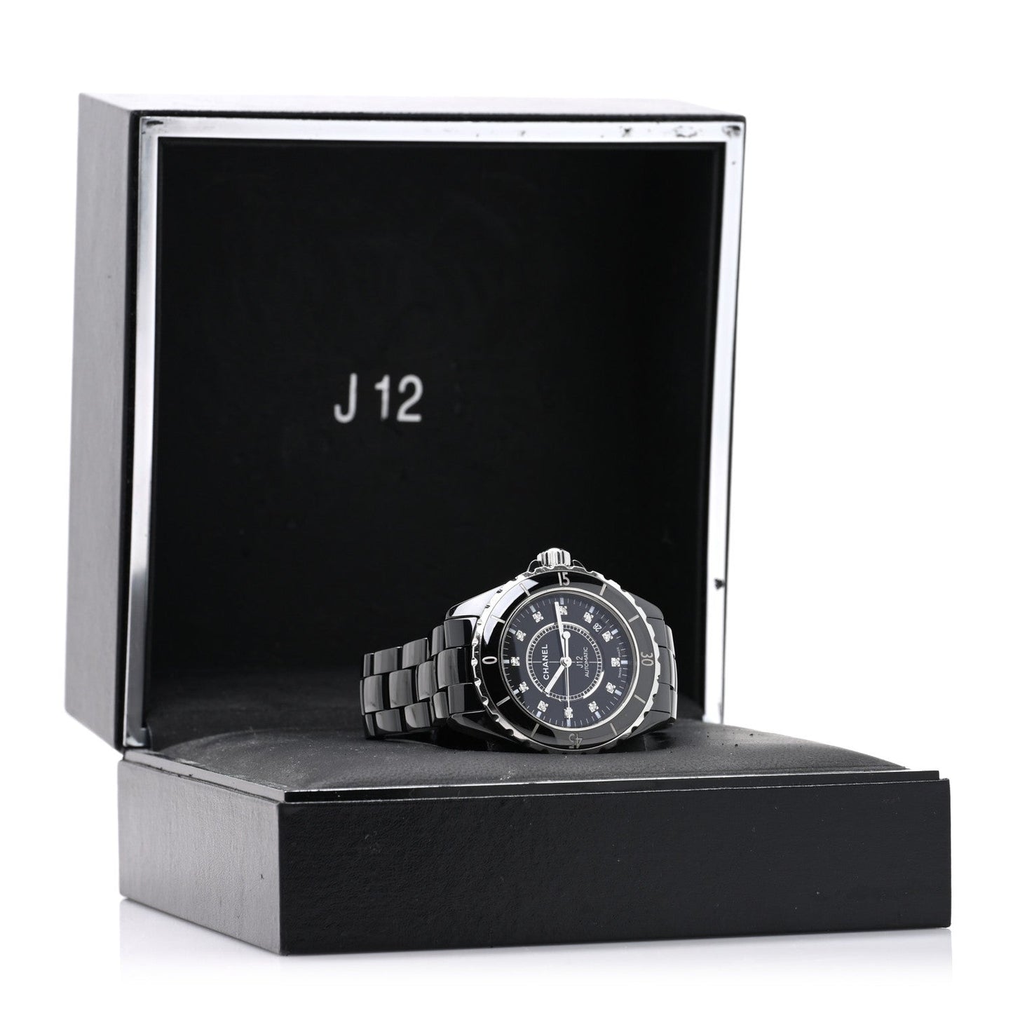 Stainless Steel Ceramic Diamond 38mm J12 Automatic Watch Black