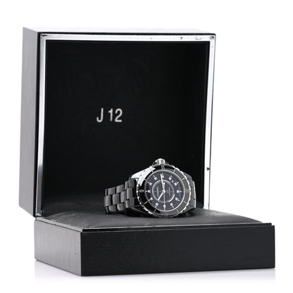 Stainless Steel Ceramic Diamond 38mm J12 Automatic Watch Black
