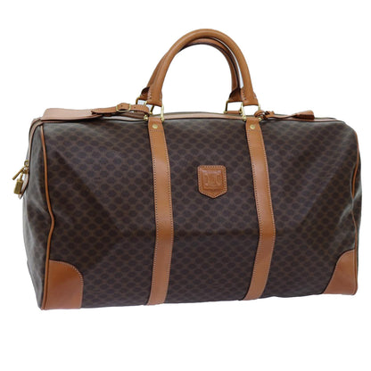 Luxury CELINE Macadam Canvas Boston Bag PVC Brown 72518