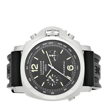 Stainless Steel Rubber 44mm Luminor Rattrapante 1950 Automatic Watch Black PAM00213