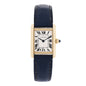 18K Yellow Gold Calfskin 22mm Tank Louis Quartz Watch Blue