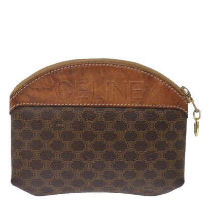 Luxury CELINE Macadam Canvas Pouch PVC Brown 72741