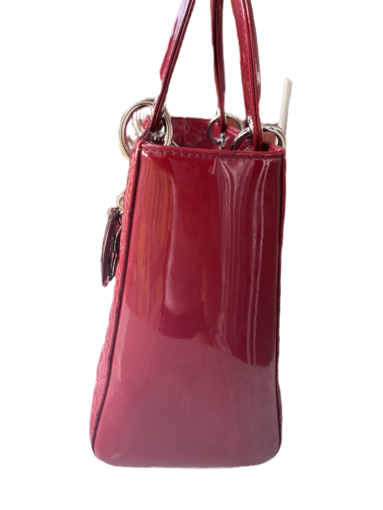 Lady Dior Medium Bag Red Patent Leather SKU 0194 Rovelle Bags