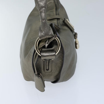 Luxury CELINE Shoulder Bag Leather Silver 72958