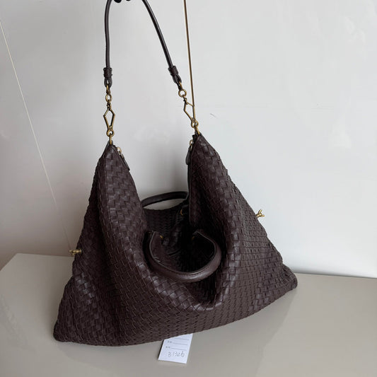 Bottega Veneta Maxi Convertible Tote Dark Chocolate Brown Leather Gold HW 50cm