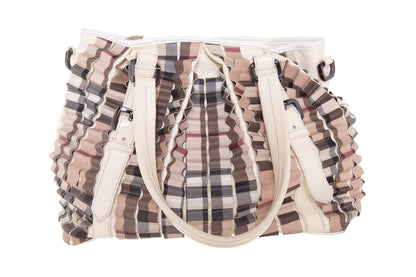 Burberry Cartridge Novacheck Leather Cream Satchel Bag