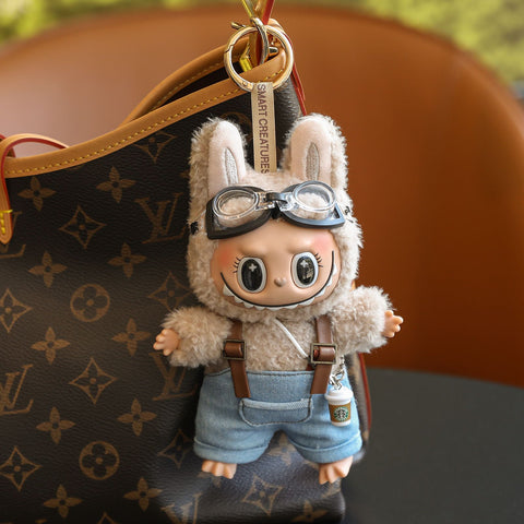 (Baby + clothes) Sitting party baby clothes plush vinyl face doll bag pendant girl gift