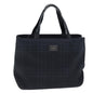 Luxury Burberry Nova Check Hand Bag Nylon Black Auth 73147