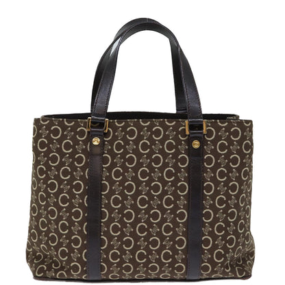 Luxury CELINE C Macadam Canvas Hand Bag Brown 73240