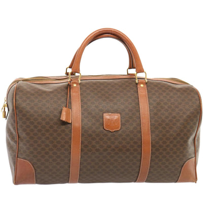 Luxury CELINE Macadam Canvas Boston Bag PVC Brown 73343