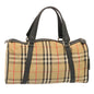 Luxury BurberrySs Nova Check Boston Bag Canvas Beige Auth 73347