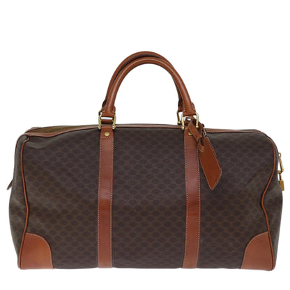 Luxury CELINE Macadam Canvas Boston Bag PVC Brown 73452