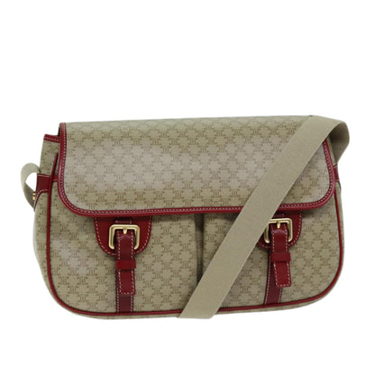 Luxury CELINE Macadam Canvas Shoulder Bag Beige 73585
