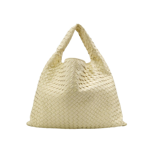 Bottega Veneta Hop Large Leather Pale Cream Yellow Hobo Bag