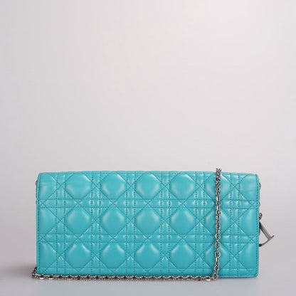 Dior Aqua Green Cannage Leather Lady Dior Chain Clutch Bag Rovelle Bags