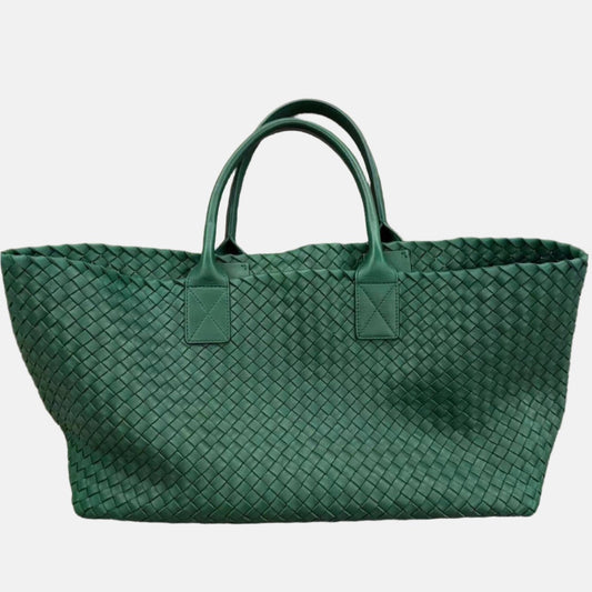 Bottega Veneta Cabat Large Intreccio Leather Tote Bag Dark Green with Pouch 40cm