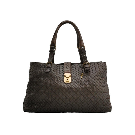 Bottega Veneta Roma Tote Intrecciato Lambskin Leather Dark Chocolate Brown 40cm