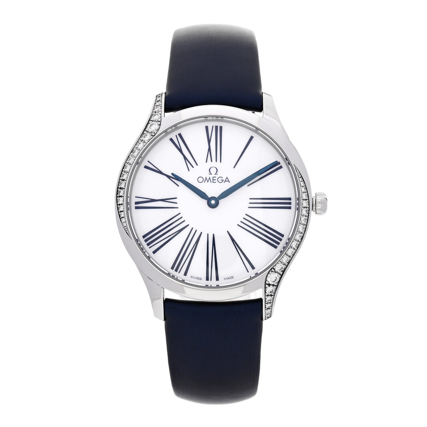 Stainless Steel Satin Diamond Bezel 36mm De Ville Tresor Quartz Watch White 428.17.36.60.04.001